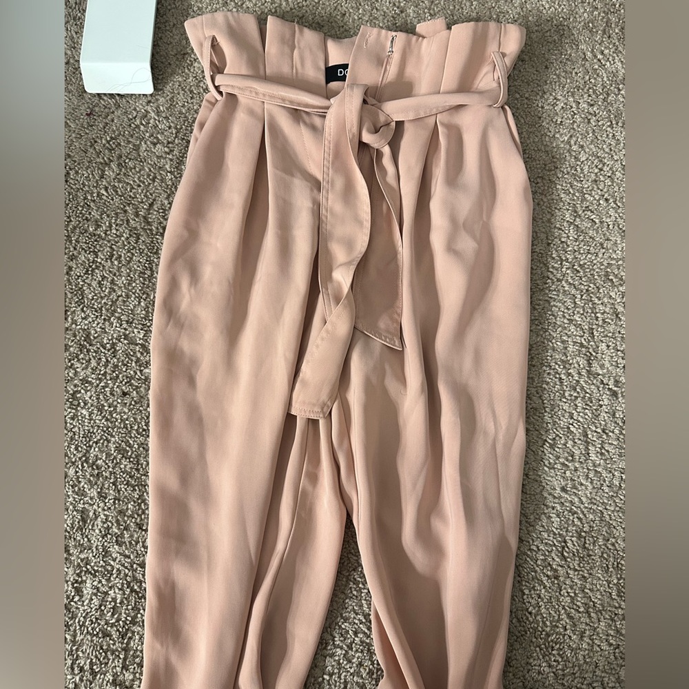 Blush pink tapered work pants - blush trousers